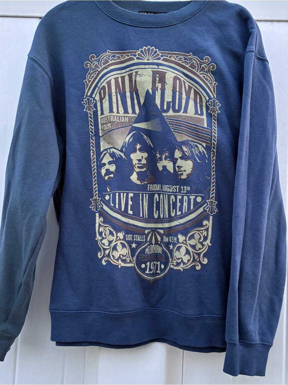 Vinyl Icons Pink Floyd Sweatshirt Blue Rock Music Long Sleeve Concert NWOT Sz S